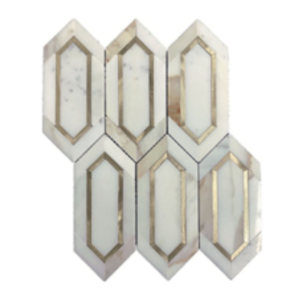 Belluno Designs SIL-GCALP Cora 1.5" x 5.5" Calacatta Gold Hexagon Polished Mosaic Wall Tile  